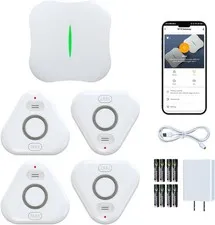 STECHRO WiFi Water Leak Detector Alarm System 4 Sensors & Gateway App Alerts