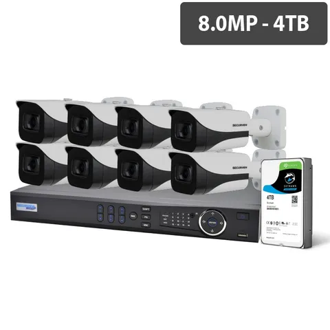 Securview Professional 16 Channel 8.0MP HDCVI Surveillance Kit (8 x Fixed
