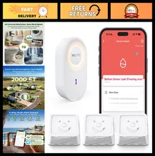 WiFi Water Leak Detector Kit - 2000ft Long-Range, SMS Alerts, 105dB Alarm, 5-Yea