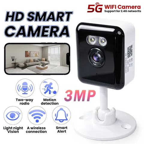 Smart Security Camera 2K 3MP WiFi Baby Pet Monitor Color Night Vision 2-Way Talk
