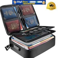 15''x11''x4'' Fireproof Document Box - Waterproof Storage with Combination Lock