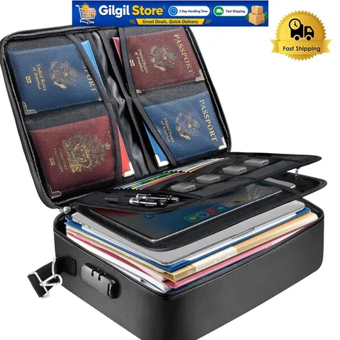 15''x11''x4'' Fireproof Document Box - Waterproof Storage with Combination Lock