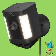 Ring Spotlight Cam Plus, Plug-In Two-Way Talk Outdoor Security Camera -Black(MM)