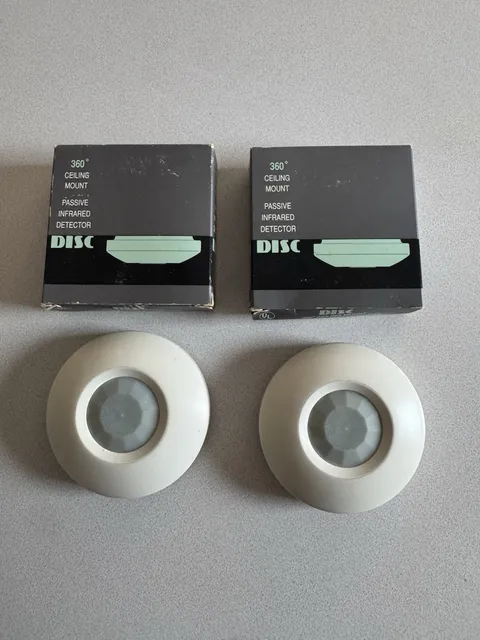 Lot of 2 Visonic DISC 360° Ceiling Mount PIR Motion Detectors w/ Original Boxes