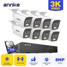 ANNKE 5MP POE Color Night Security Camera System Two Way Audio 8CH 8MP NVR IP67