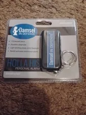 Damsel in Defense Holla His Personal Alarm 120dB Black Keychain with Flashlight