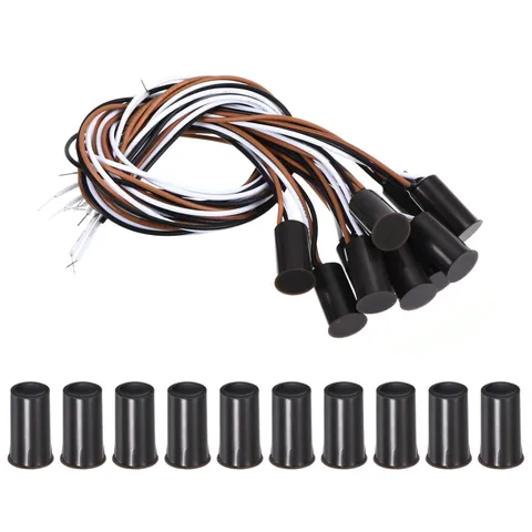 Magnetic Reed Switch 10 Pack, Wired Recessed Door/Window Alarm Sensors Brown