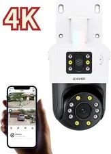 ZOSI 4K 8MP Dual-Lens Add-on 360° Pan Tilt IP PoE Outdoor Security IP66 Camera