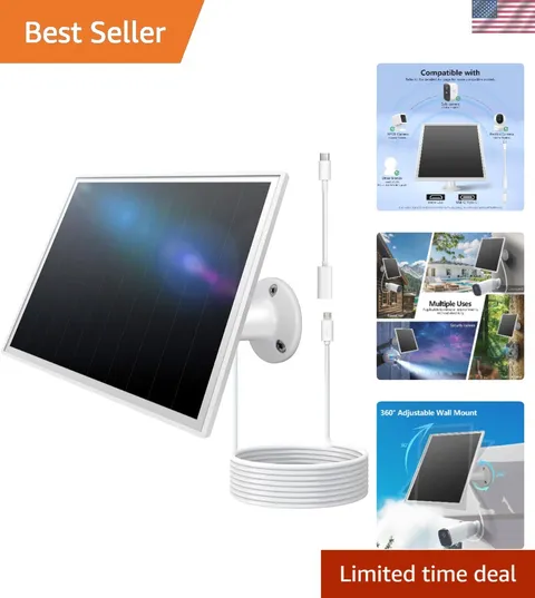 Weather-Resistant Solar Panel for Security Cameras - USB-C & Micro USB Support