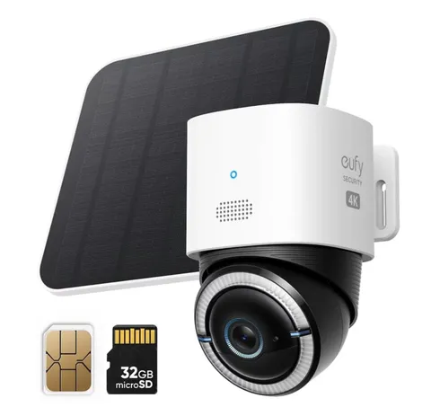 eufy 4G LTE Cam S330 4K Cellular Wireless Security Camera Solar Powered+SIM Card