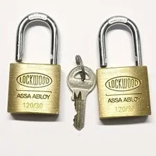 Lockwood ASSA ABLOY 120/30 Brass Padlock Set Keyed Alike 30mm Lock Hardened 1Key