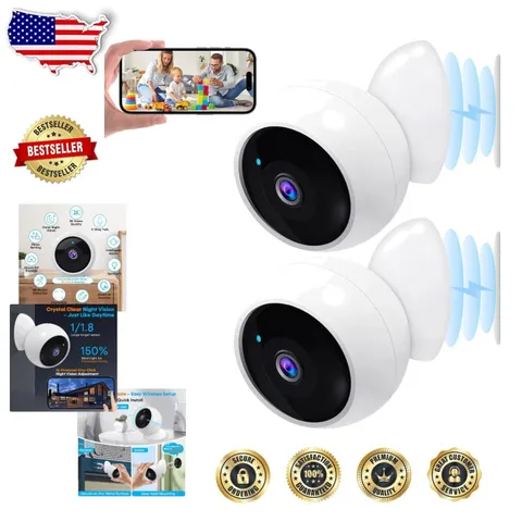 Portable 2K Wireless Security Cameras, Magnetic, AI Smart Motion, Indoor/Outdoor