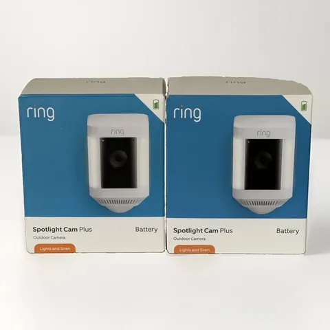 2x Ring - Spotlight Cam Plus Outdoor/Indoor Wireless 1080p Battery Camera White