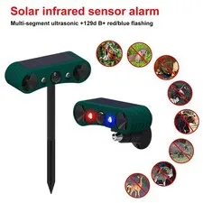 4 Modes Solar Outdoor Motion Sensor Alarm-129db Loud Siren Lamp Noise Maker NEW