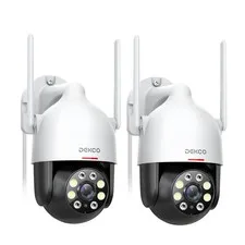 Dekco 2K Outdoor WiFi Security Camera PTZ Dome 2 Camera Kit Full Color Night