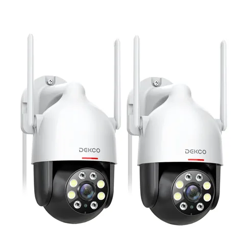 Dekco 2K Outdoor WiFi Security Camera PTZ Dome 2 Camera Kit Full Color Night