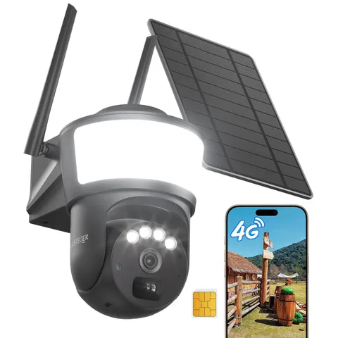 4G LTE Cellular Solar Security Camera Wireless Outdoor, No WiFi Security Came...