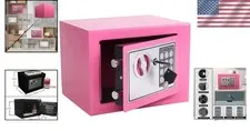 Electronic Steel Safe Box | Pink | Home Office Jewelry Cash