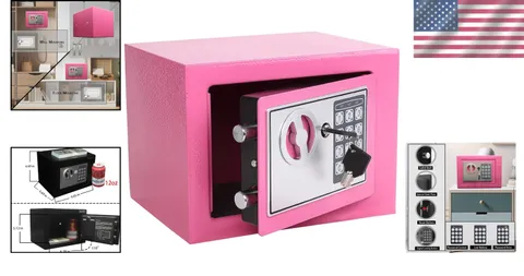 Electronic Steel Safe Box | Pink | Home Office Jewelry Cash