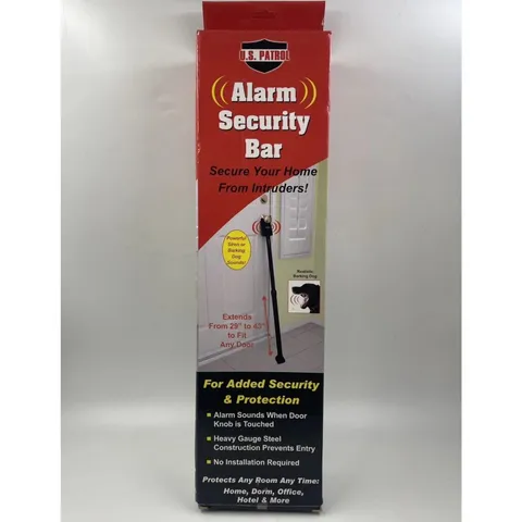 U.S. Patrol Adjustable Door Bar Security Electric Sound Alarm Safety Bar Black