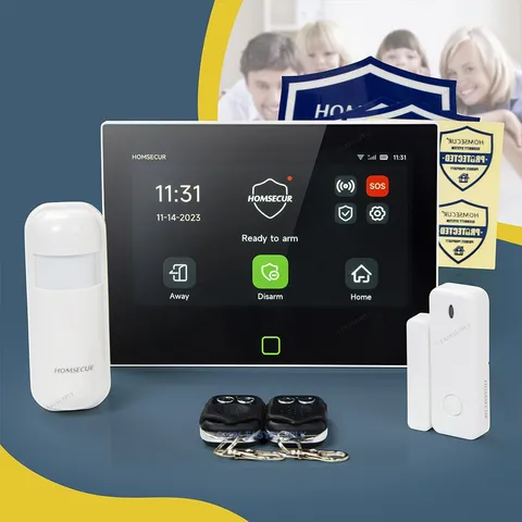 HOMSECUR 7'' Touch Screen Alarm System App Remote Control 2G 4G WiFi Connection
