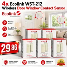 4x Ecolink WST-212 Wireless Door Window Contact Sensor