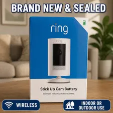 RING Outdoor OR Indoor Stick Up Camera Cam Wireless Waterproof White Security