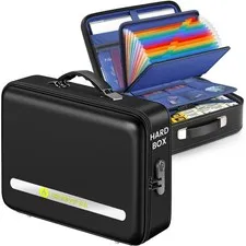 Fireproof Document Box Hard Case Waterproof Safe Removable Accordion File
