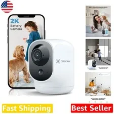 Smart WiFi Indoor Camera 2K PTZ 5200mAh Battery PIR Motion Alert Night Vision