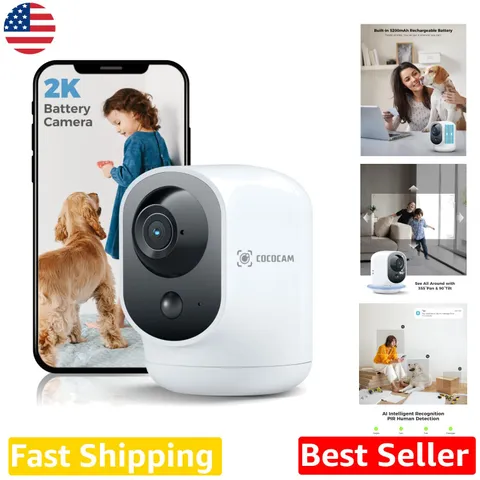 Smart WiFi Indoor Camera 2K PTZ 5200mAh Battery PIR Motion Alert Night Vision