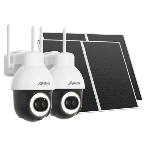 Wireless Solar Security Camera System WiFi Dual Lens Home Outdoor Pan/Tilt Audio