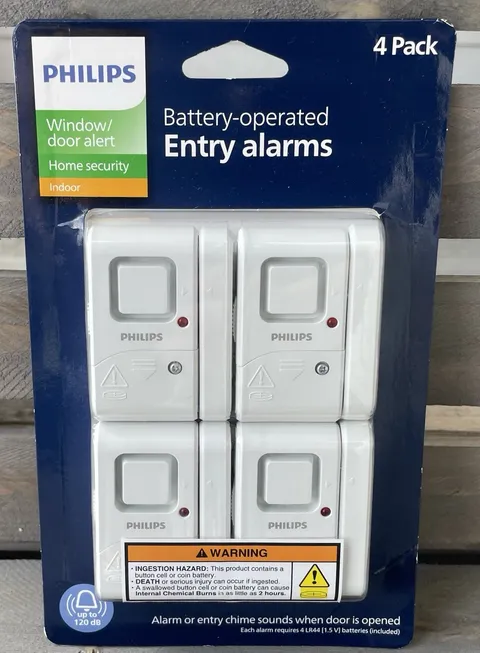 PHILIPS 4Pack Wireless Window Door Alarm Indoor Home Security Magnetic Sensor