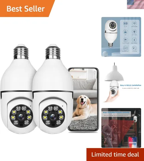 Wireless Light Bulb Indoor/Outdoor Camera: 360° View & Instant Alerts (2-Pack)