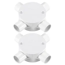 MECCANIXITY 2Pcs PVC Conduit Box Junction 4 Way 20mm with 20mm, White 