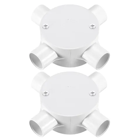 MECCANIXITY 2Pcs PVC Conduit Box Junction 4 Way 20mm with 20mm, White 