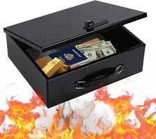 Fireproof Safe Lock Box Metal, Fire Proof Safe for Home Documents, Portable Secu