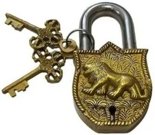 Brass Padlock Tiger Engraved Design Fully Functional Brass Lock with 2 Keys