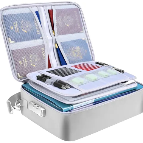 Fireproof Document Box with Lock, Portable Fireproof Document Bag Waterproof ...