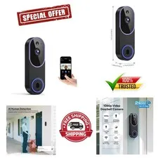 1080P Wireless Wi-Fi Doorbell Camera for Home Safety, Night Vision, 2-Way Audio,