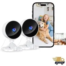 Indoor Security Camera 2-Pack WiFi Night Vision Motion Detection Baby Pets