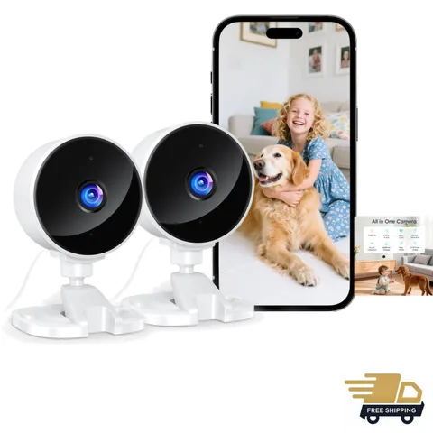 Indoor Security Camera 2-Pack WiFi Night Vision Motion Detection Baby Pets
