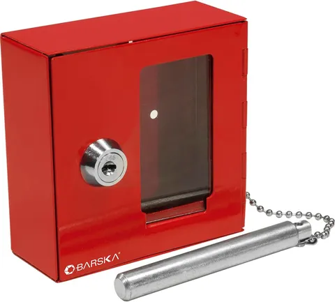 Red Key Lock Breakable Glass Window Alarm Emergency Key Storage Lock Box with At