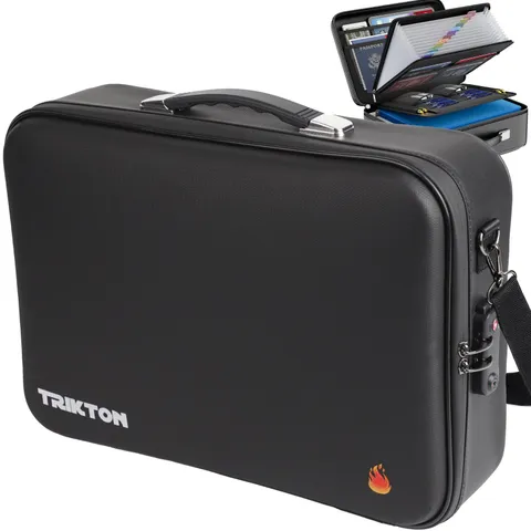 XXL Fire & Water-Resistant Document Box with TSA Lock - Hard Case Organizer for