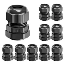 VCELINK 10 Pcs 1/2" NPT Cable Glands Nylon Waterproof, IP68 1/2"-10pcs, Balck