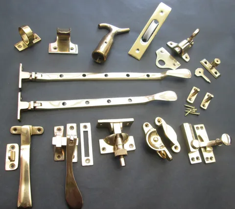SOLID BRASS VINTAGE OLD ENGLISH STYLE WINDOW FITTINGS CASEMENT STAY HANDLES ETC