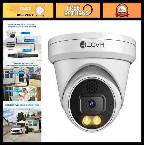 4K PoE Dome Security Camera with Spotlight, Color Night Vision, Motion Detection
