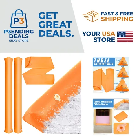 Flexible 2-Pack PVC Inflatable Water Barriers - 6ft Home Flood Protection