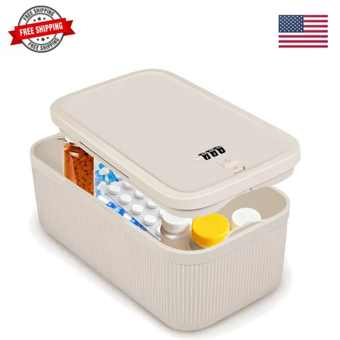 Small Lock Box,Lockable Storage Box with Combination Code for Medication Safe...