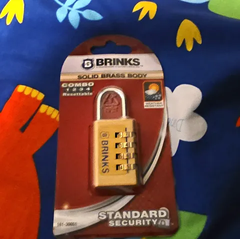 Brinks Brass Resettable Combination Padlock Standard Security 161-30061 Gold