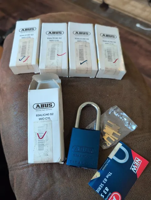 5 Abus 83Al-Ic/40 Blue Padlock, Coreless, Long Shackle, Rectangular No Cylinders